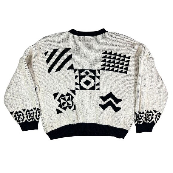 Vintage 90s Sweater Loft Crew Neck Geometric Sweater  Size L  Academic Grandpa - Picture 2 of 4